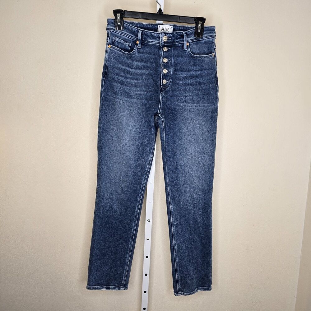 Paige Cindy High Rise Straight Leg Jeans Ankle Length Exposed Button Fly Size 29